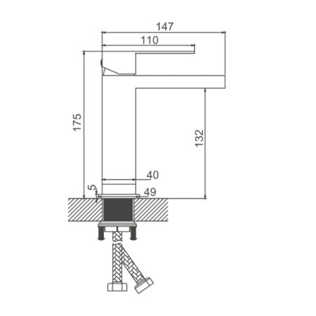Смеситель для раковины BELZ B10817-3, оружейная сталь (10)