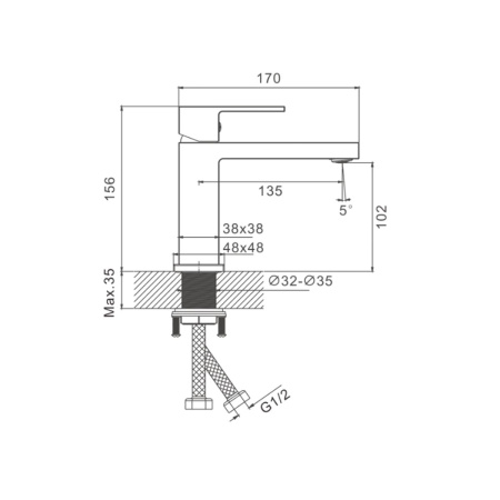 Смеситель для раковины BELZ B10658-3 оружейная сталь (10)