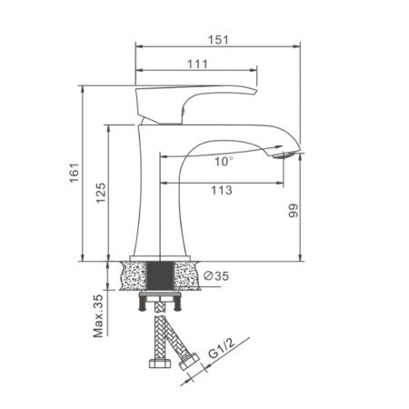 Смеситель для раковины BELZ B10507 хром (10)