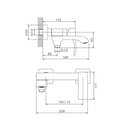 Смеситель для ванны BELZ B60507 хром (10)