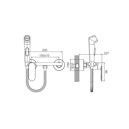 Смеситель с гигиеническим душем BELZ B55645 хром (10)