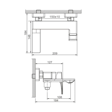 Смеситель для ванны BELZ B60709-7 короткий излив, черный (8)