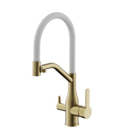 Смеситель для кухни BELZ B78815-5, с подключением фильтра питьевой воды, брашированное золото (10)