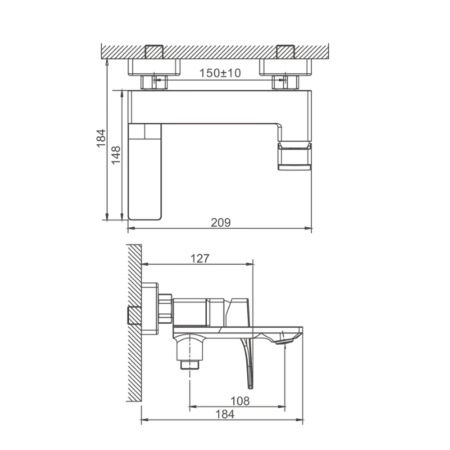 Смеситель для ванны BELZ B60709 короткий излив, хром (10)