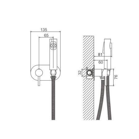 Смеситель с гигиенической лейкой BELZ B55807, хром (10)