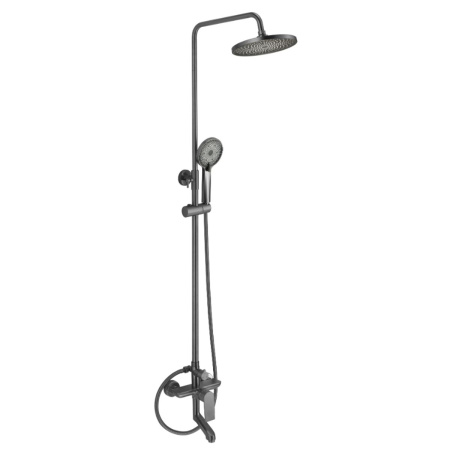 Душевая стойка Fmark FS8845Q со смесителем, лейкой и тропическим душем, графит