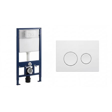 Инсталляция Knois KN9722010-P 1125х500х165 мм с пнемоуправлением, с белой клавишей смыва