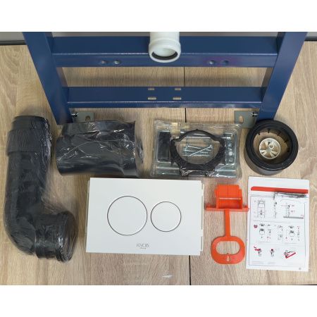 Инсталляция Knois KN9722010-P 1125х500х165 мм с пнемоуправлением, с белой клавишей смыва