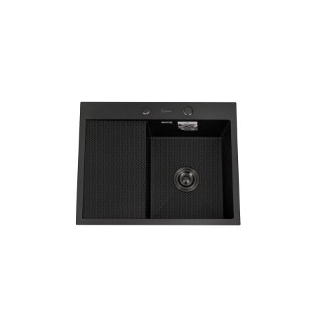 Мойка для кухни врезная Diadonna DS6350BL-R черная из нержавеющей стали, 63*50 см правая с сифоном