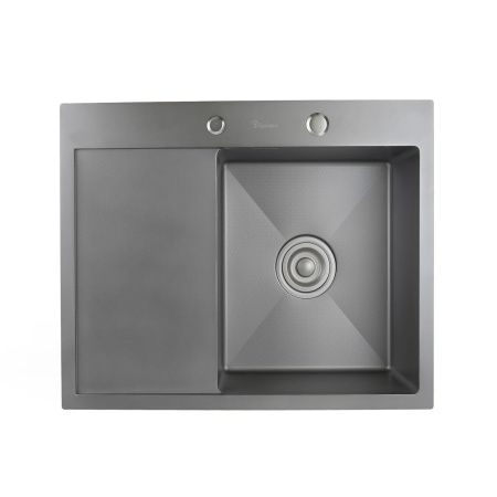 Мойка для кухни врезная Diadonna DS6350BL-R черная из нержавеющей стали, 63*50 см правая с сифоном