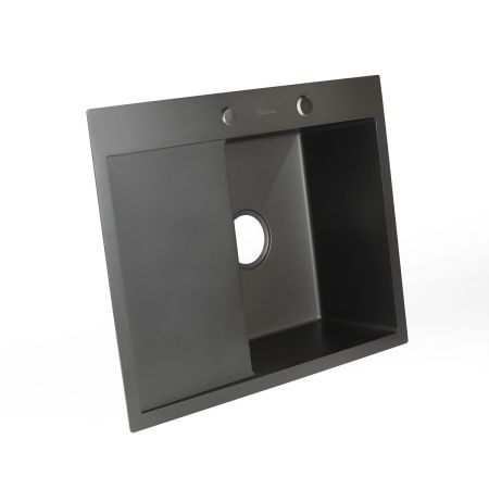 Мойка для кухни врезная Diadonna DS6350BL-R черная из нержавеющей стали, 63*50 см правая с сифоном