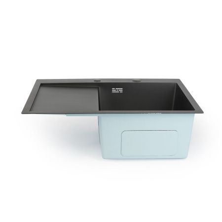 Мойка для кухни врезная Diadonna DS6350BL-R черная из нержавеющей стали, 63*50 см правая с сифоном