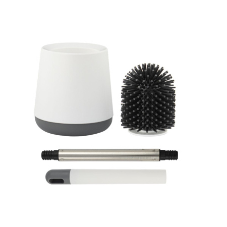 Ёрш для унитаза Санакс 825 напольный, пластиковый, с силиконовой щёткой, белый (12)