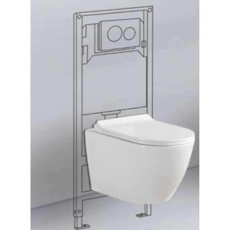 Комплект Инсталляция Knois KN9722000 1080х510х80 мм+Кнопка механическая Knois KN9900024 белая +Унитаз подвесной (Торнадо) Knois KN9722003 безободковый