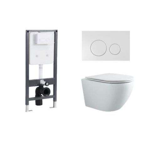 Комплект Инсталляция Knois KN9722000 1080х510х80 мм+Кнопка механическая Knois KN9900024 белая +Унитаз подвесной (Торнадо) Knois KN9722003 безободковый