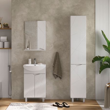 Тумба для ванны напольная VOLNA Pronto 50.2D tnPRONTO50.2D-01, белый с раковиной Рива 50