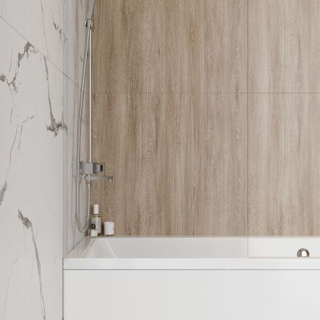 Шторка на ванну стеклянная 60х140 см Watersense Paula W00209 прозрачное закаленное стекло, профиль хром