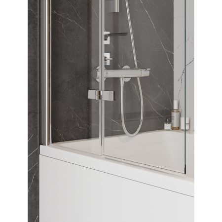 Шторка на ванну стеклянная 80х140 см Watersense Nancy W00215 распашная, прозрачное стекло, профиль хром