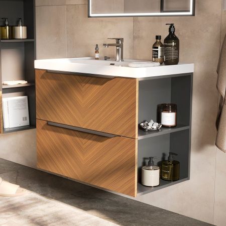 Тумба для ванны подвесная EQUIL FOREST 80.2Y, tpFOREST80.2Y-31, орех, с раковиной 9080TL