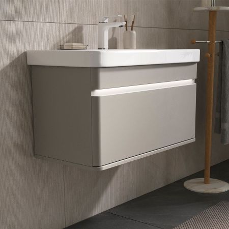 Тумба подвесная EQUIL Elegante 80.2Y tpELGNT80.1Y Амарок/Белый tpELGNT80.1Y (9595)-25.27 с раковиной Nice (9595-80)-25.27