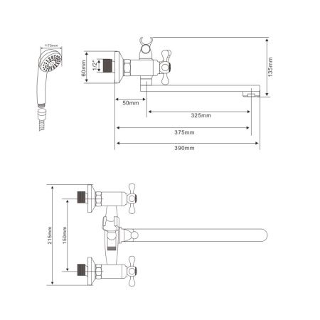 Смеситель для ванны OLIVE’S Anari AN19221 с длинным изливом (10)