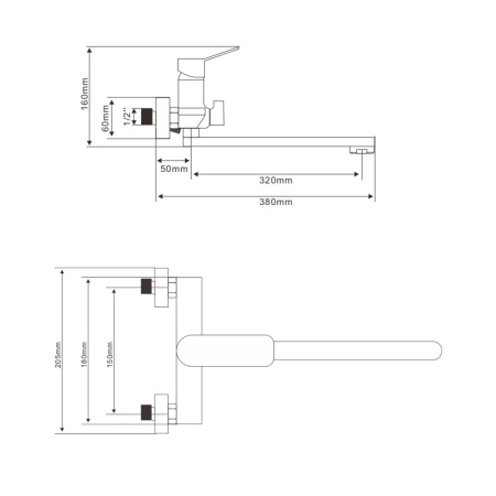Смеситель для ванны OLIVE’S AVIA AV17221 с длинным изливом (10)