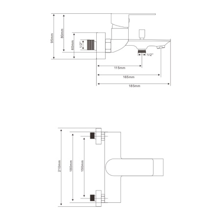 Смеситель для ванны OLIVE’S NENSA NS16201 с коротким изливом (10)