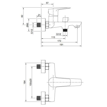 Смеситель для ванны OLIVE’S Tieso 26201TS с коротким изливом (8)