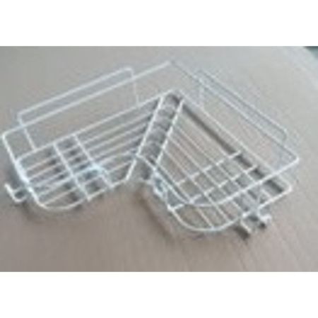 Полка настенная Proffero П24432, 1 ярус, угловая, с крючками, белый муар