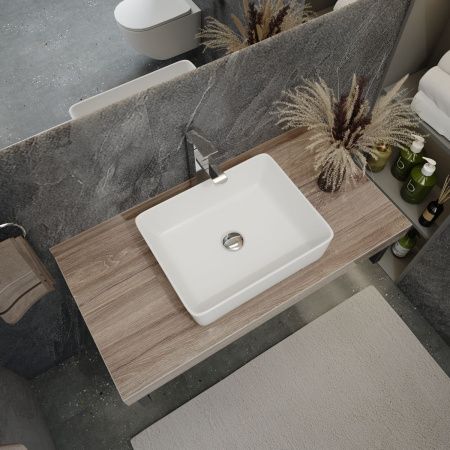 Столешница под раковину керамогранитная 100х50 см Watersense Eva W00299 дуб кашмир