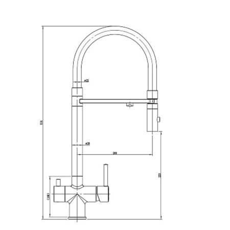 Смеситель для кухни DQ DA1462506Grey с подключением к фильтру питьевой воды, графит (10)