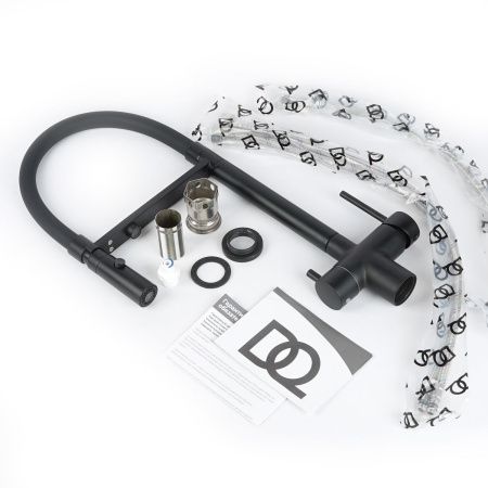 Смеситель для кухни DQ DA1462505 Black с подключением к фильтру питьевой воды, черный (10)
