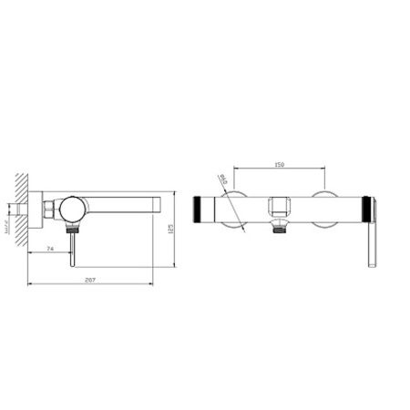 Смеситель для ванны DQ Bonn DA1703205, черный короткий излив (10)