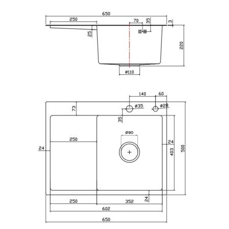 Мойка для кухни врезная Fmark FSC6550C-R матовое золото из нержавеющей стали, 65*50 см правая с сифоном