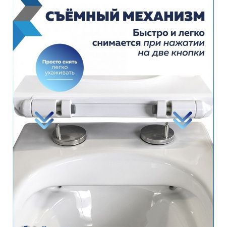 Сиденье для унитаза Watersense Alina QS W01847 дюропласт, с микролифтом, быстросъем, универсальное, ультратонкое