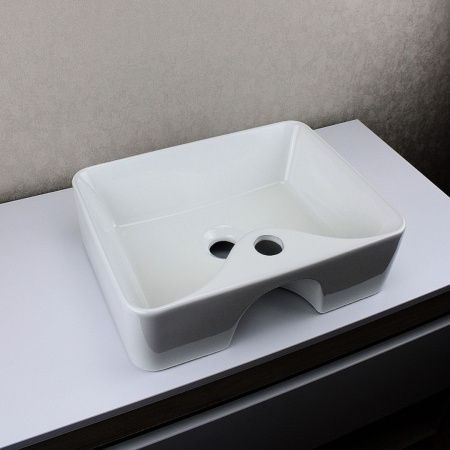 Раковина накладная Watersense Eva Mini 41 W00169 405х300х130 мм с полочкой под смеситель, белая