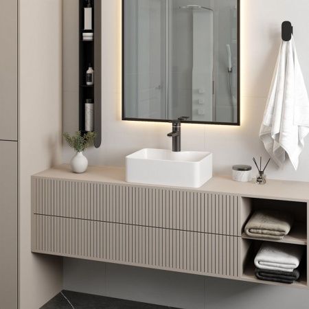 Раковина накладная Watersense Eva Mini 41 W00169 405х300х130 мм с полочкой под смеситель, белая