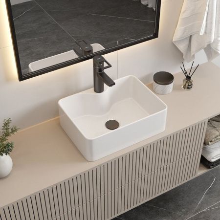 Раковина накладная Watersense Eva Mini 41 W00169 405х300х130 мм с полочкой под смеситель, белая