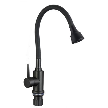 Смеситель для кухни Fmark FS8288H-01 с гибким изливом, черный (6)