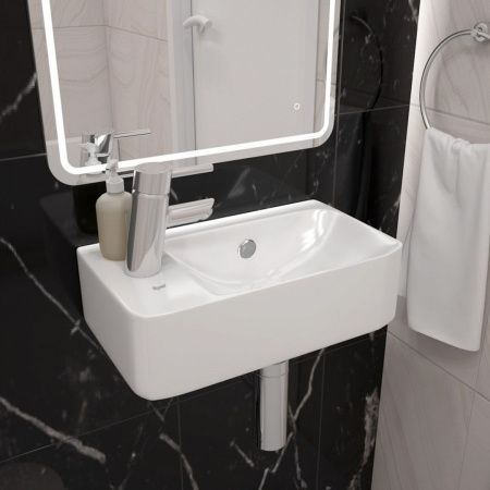 Раковина подвесная левая Watersense Mia 45 W00024 450х260х90 мм с полочкой под смеситель, белая
