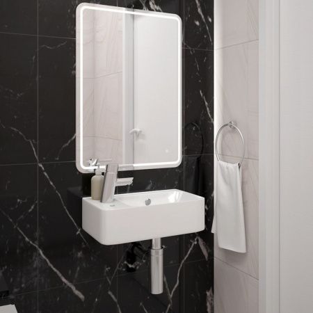 Раковина подвесная левая Watersense Mia 45 W00024 450х260х90 мм с полочкой под смеситель, белая