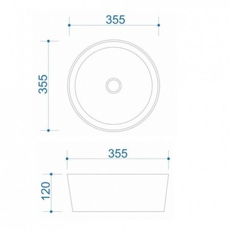 Раковина накладная Watersense Milana D35 W00008 355х355х120 мм белая