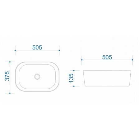 Раковина накладная Watersense Rita 51 W00022 505х375х135 мм белая
