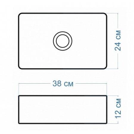 Раковина накладная Watersense Eva Mini 38 W00010 380х240х120 мм белая