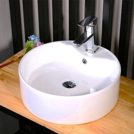 Раковина накладная Watersense Milana S D40 W00007 400х400х145 мм с полочкой под смеситель, белая