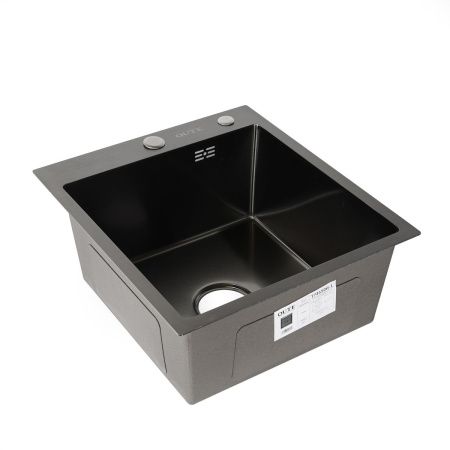 Мойка для кухни врезная OUTE T74550H-1 чёрная из нержавеющей стали, 45*50 см с сифоном