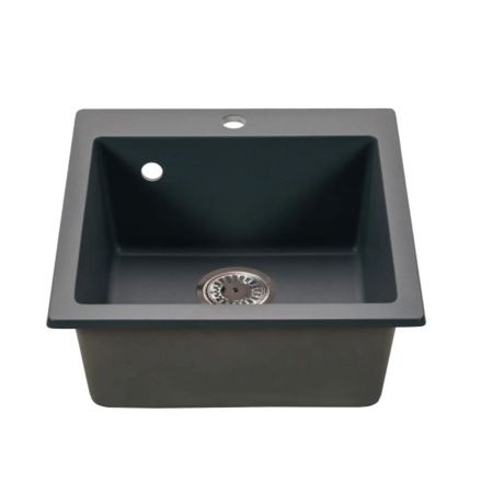 Мойка для кухни врезная SimGran Q-10 тёмно-серая из кварцистик, 48*47 см без сифона