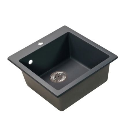 Мойка для кухни врезная SimGran Q-10 тёмно-серая из кварцистик, 48*47 см без сифона