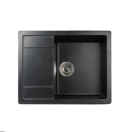 Мойка для кухни врезная SimGran Q-17 тёмно-серая из кварцистик, 56.7*46 см без сифона