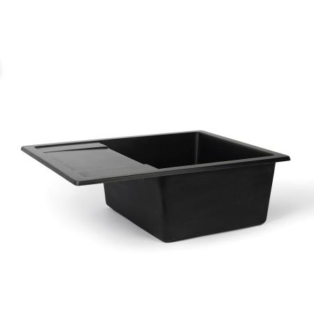 Мойка для кухни врезная SimGran Q-17 тёмно-серая из кварцистик, 56.7*46 см без сифона